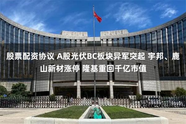 股票配资协议 A股光伏BC板块异军突起 宇邦、鹿山新材涨停 隆基重回千亿市值